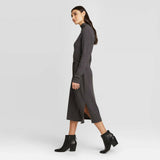 A New Day Women's Long Sleeve Mock Turtleneck Belted Knit Midi Dress