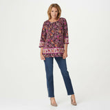 Susan Graver Plus Size Weekend Printed Cotton Modal Tunic Top