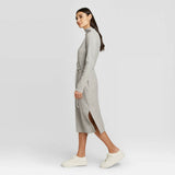 A New Day Women's Long Sleeve Mock Turtleneck Belted Knit Midi Dress