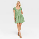 Universal Thread Women's Puff Short Sleeve Day Dress Green Floral L Biggybargains Universal Thread Women's Puff Short Sleeve Day Dress Green Floral L Biggybargains