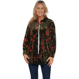 Belle by Kim Gravel Women's Floral Velvet Button Front Big Shirt