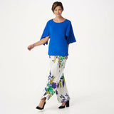 Dennis Basso Women's Floral Luxe Crepe Wide Leg Pants
