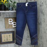 Denim & Co Women's Slim Straight Jeans With Hem Embroidery