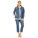 DG2 by Diane Gilman Women's Classic Stretch Pinstripe Denim Jacket