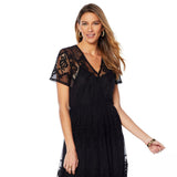 Colleen Lopez Women's Lace Mesh Maxi Dress With Under Slip