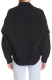 Alexander Wang Womens Rib Merino Wool Blend Mock Neck Sweater Black L