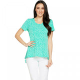 Susan Graver Size Plus Printed Liquid Knit Short Sleeve U-Neck Top