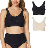 Rhonda Shear 2 Pack Jacquard Ahh Bras With Removable Pads Black/ Nude Large