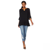 G by Giuliana Womens Tunic Top With Eyelet Trim