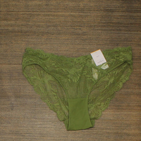 Floral Lace High Rise Briefs, Green