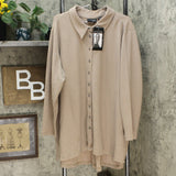 Attitudes by Renee Plus Button Front Back Zipper Textured Tunic Top