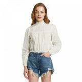Wild Fable Women's Long Sleeve High Neck Smocked Top