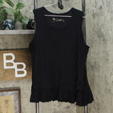 DG2 by Diane Gilman By Gilman Women's Asymmetric Ruffle Tank Top Black Plus 1X