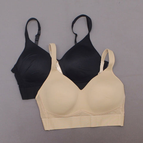 Rhonda Shear 2 Pack Mesh Back Detail Molded Cup Bras Nude/ Black Large