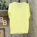 DG2 by Diane Gilman By Gilman Women's Slub Burnout Pocket T-Shirt Yellow Large