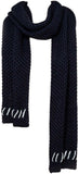 Mossimo Women's Navy Blue Sweater Knit Scarf With Off White Stitch