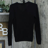 Charter Club Women's V Neck Cashmere Sweater Black Small