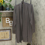 Soft & Cozy Shirred Back Brushed Jersey Knit Wrap Charcoal Heather Plus 1X