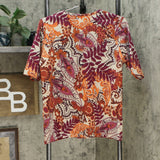 Denim & Co. Women's Printed Jersey Scoop Neck Knit Top Berry Multi Medium