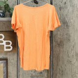 DG2 by Diane Gilman Women's Hi Low Flutter Sleeve T-Shirt Peach XL