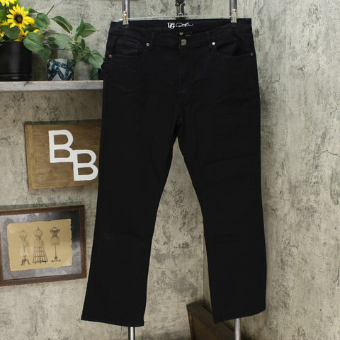 DG2 by Diane Gilman Classic Stretch Boot-Cut Jeans Black Petite 16W