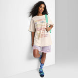 Wild Fable Women's Short Sleeve Oversized T-Shirt Light Beige M