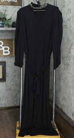 Lisa Rinna Collection Sheer Sleeve Full Length Jumpsuit Black XL