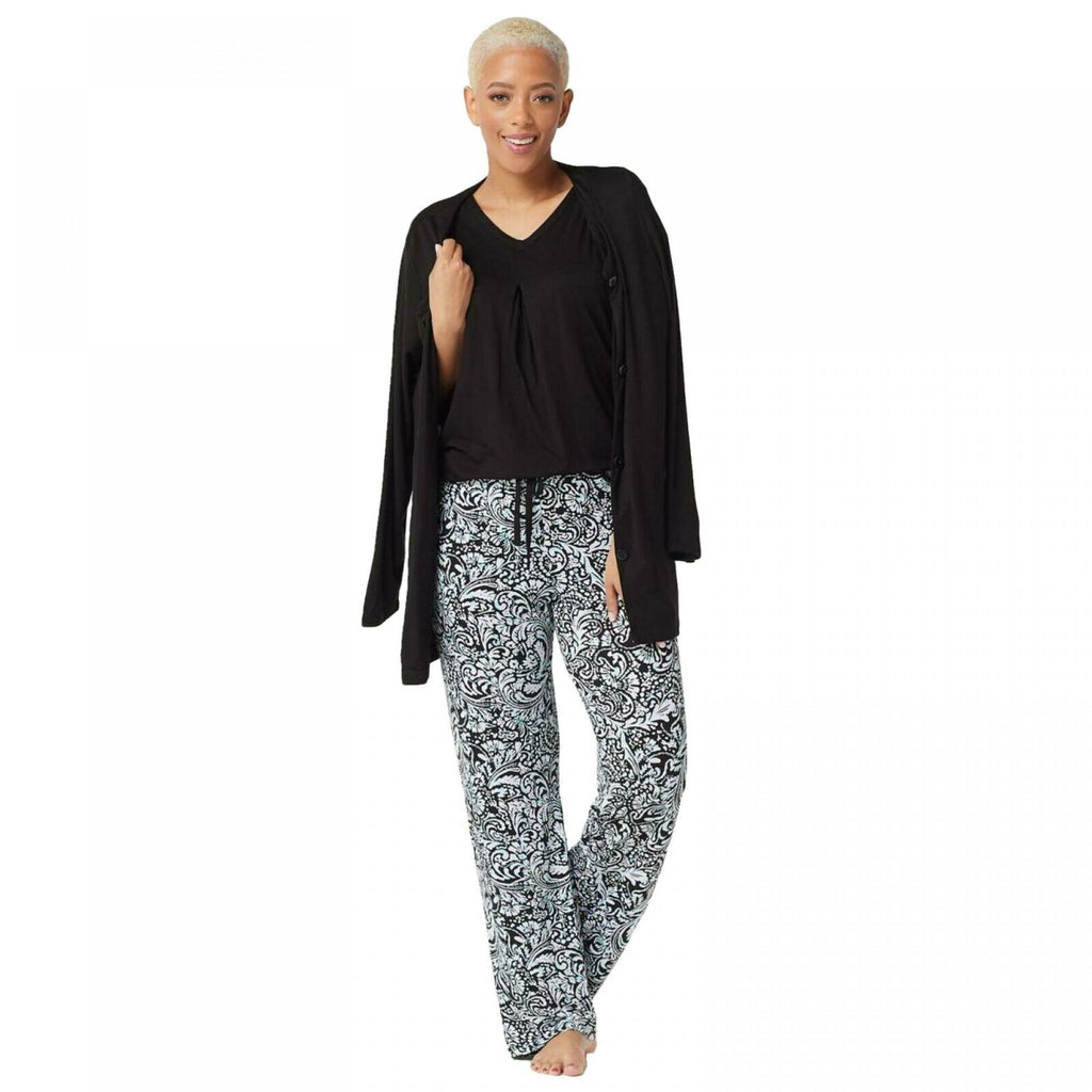 Carole Hochman Women's 3 PIECE Knit Pajama Set - Pants Top Jacket