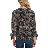 Cece Women's Leopard Print Tie Sleeve Blouse