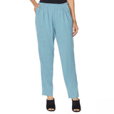 MarlaWynne Women's Pull On Linen Jersey Slouch Ankle Pants
