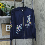 Susan Graver Women's Embroidered Peachskin Bomber Jacket