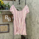 Xhilaration Women's Striped Short Sleeve Button-Front Mini Dress