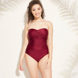 Kona Sol Women's Shirred Bandeau One Piece Swimsuit