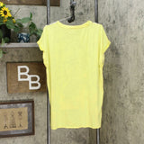 DG2 by Diane Gilman Women's Printed Front Hi Low Hem Top Lemon Floral Large