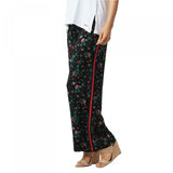 Du Jour Women's Floral Pull On Wide Leg Pants With Track Stripe