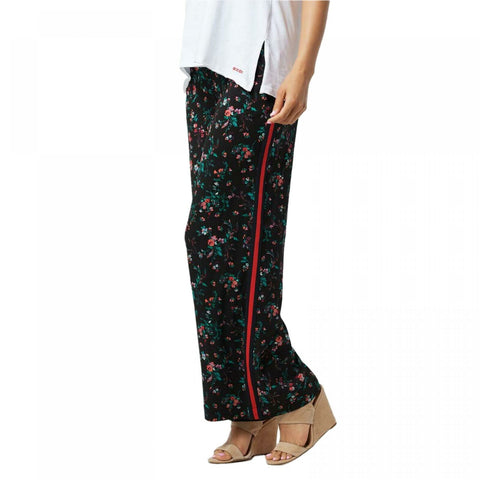 Du Jour Women's Floral Pull On Wide Leg Pants With Track Stripe