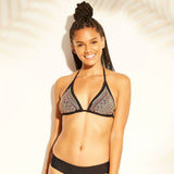 Xhilaration Women's Embroidered Triangle Bikini Top