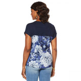 DG2 by Diane Gilman Women's Mixed Media Embroidered Front Seam Blouse
