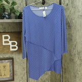 NWT Susan Graver Womens Striped Liquid Knit Asymmetrical Hem Top. A346365 XL