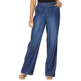 DG2 by Diane Gilman Women's SoftCell Denim Wide Leg Pants Indigo Medium