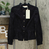 LaBellum by Hillary Scott Women's Ruffle Trim Peplum Corduroy Jacket