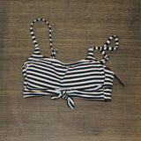 Xhilaration Juniors Texture Front Tie Bralette Bikini Top AFJ86T Black / White S