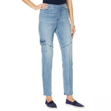DG2 by Diane Gilman Women's Cropped Cargo Jeggings Blue Medium
