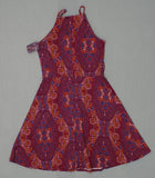 Xhilaration Women's Printed Sleeveless Fit and Flare Dress Wine XS