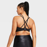 All In Motion Women's Low Support Strappy Long Line Bra Black Medium