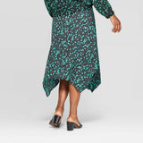 Who What Wear Women's Floral Print Mid-Rise Scarf Hem Midi Skirt