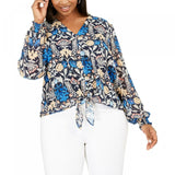 INC International Concepts Women's Plus Size Button Up Floral-Print Top