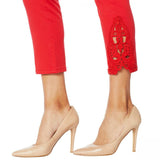IMAN Women's City Chic 360 Slim Crop Jean With Crochet Lace Detail