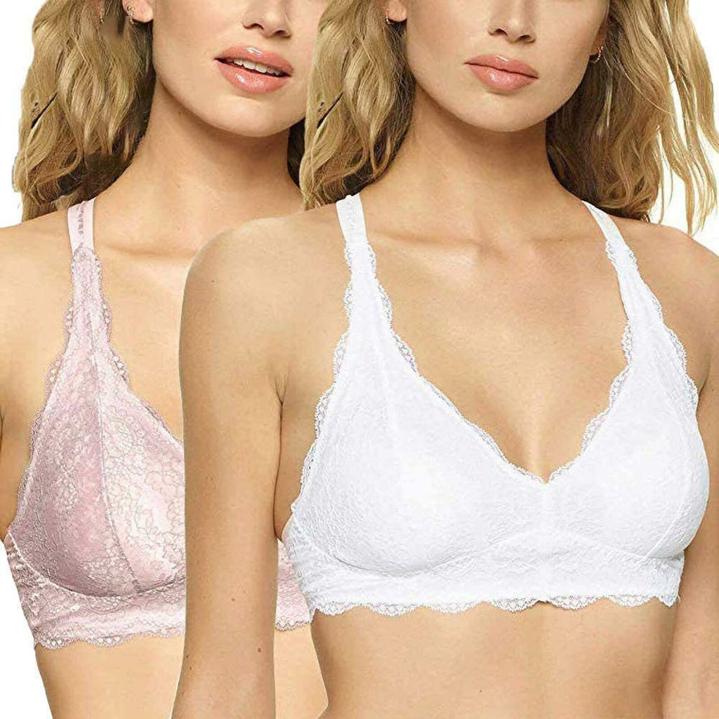 New Felina Women's 2 Pack Lace Bralettes With Modal Lining