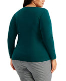 Karen Scott Plus Size Embellished Long Sleeve Christmas Knit Top
